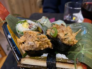 Sushi boat at Legumi Sushi Vegan in Lisbon