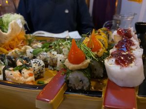 Sushi boat at Legumi Sushi Vegan in Lisbon