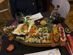 Sushi boat at Legumi Sushi Vegan in Lisbon