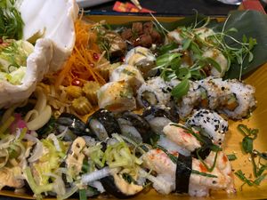 Sushi boat at Legumi Sushi Vegan in Lisbon