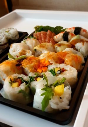 Part of the 40-piece box at Legumi Sushi Vegan in Lisbon