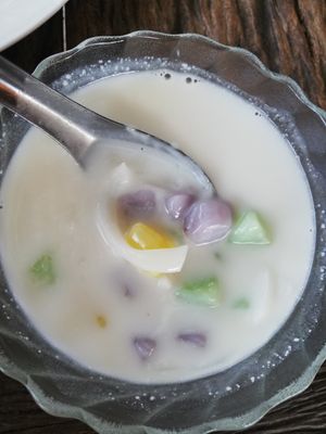 Taro balls in coconut cream. 50BHT at Hug in Chiang Mai
