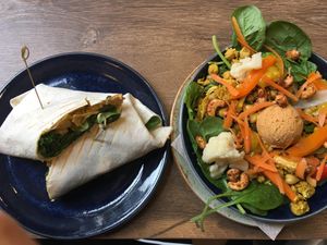 Wrap and salad  at HartBiet in Amsterdam