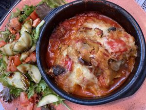 Vegan lasagna with side salad  at Azzurra Nordkraft in Aalborg