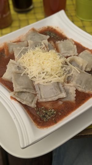 🍝 Ravioli Champignon Almendras at Veggie Lunch in Santiago