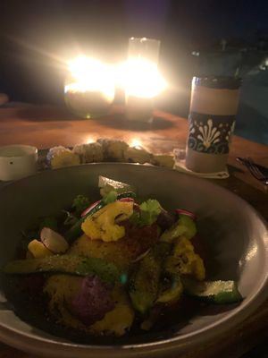 Tamale and corn at Cocina del Mar at Esperanza in Cabo San Lucas