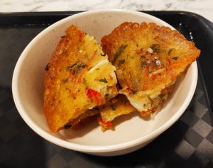 Golden Veggie Fritters 💕 at Thunder Tree 擂茶树 - VivoCity in Central Singapore