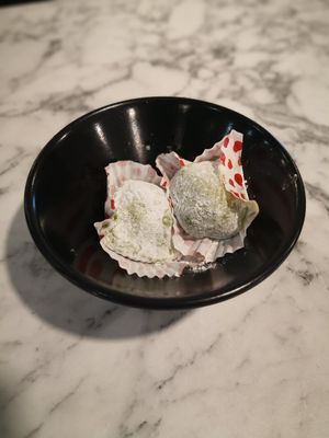 Very soft pandan mochi with "orh ni" yam filling with a perfect mix of sweet and savoury. at Thunder Tree 擂茶树 - VivoCity in Central Singapore