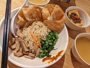 Wanton kolo Mee $5.80 with side dish tofu 😋 at Thunder Tree 擂茶树 - VivoCity in Central Singapore