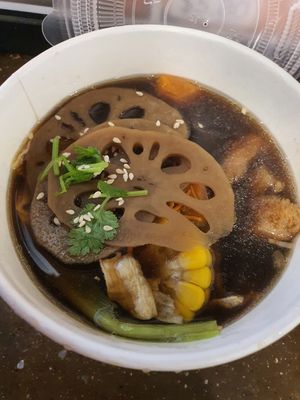 Lion's mane mushroom herbal soup ~ Circuit Breaker Period Phrase 2 at Thunder Tree 擂茶树 - VivoCity in Central Singapore