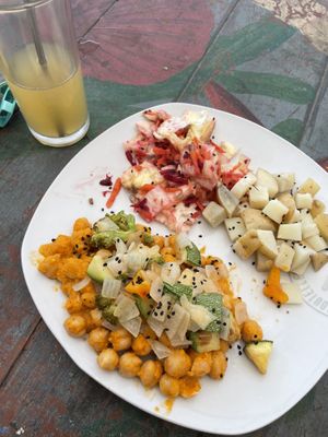 Chickpea meal at Maya Papaya in Oaxaca