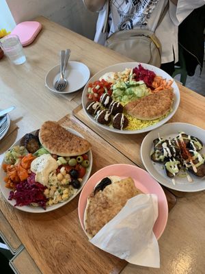 Vegan salad, vegan wrap and falafel rice  at Chick Peace 칙피스 - Gangnamgu in Seoul