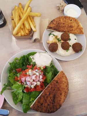 Israeli salad and Hummus at Chick Peace 칙피스 - Gangnamgu in Seoul