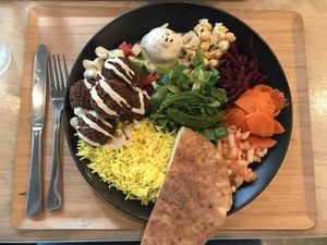 Rice salad with AMAZING falafels  at Chick Peace 칙피스 - Gangnamgu in Seoul
