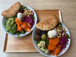 Avocado salad and the vegan salad at Chick Peace 칙피스 - Gangnamgu in Seoul
