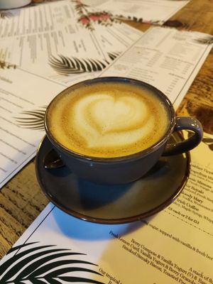 Oat latte at Peaberry Coffee House - Albert Dock in Liverpool