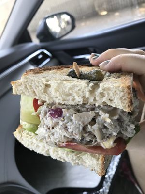 Half jackfruit salad sandwich at Counterpart Vegan in Los Angeles