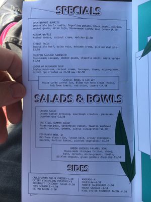Menu  at Counterpart Vegan in Los Angeles