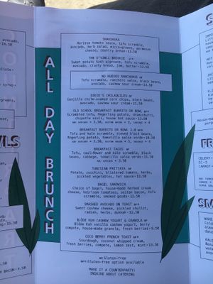 Menu at Counterpart Vegan in Los Angeles