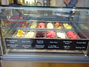 Vegan cabinet clearly marked at Island Gelato Company in Auckland