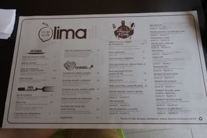 Menu at Lima in Riohacha
