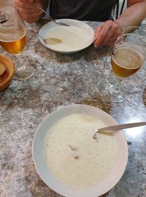 Cold vegan cucumber soup at La Piparra in Bilbao