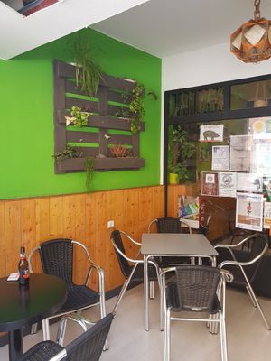 Outside eating area at La Piparra in Bilbao