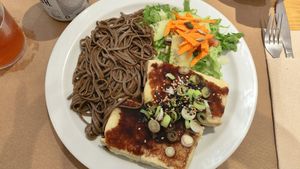 Soba noodles and tofu. It was perfect!! at La Piparra in Bilbao