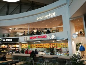 Set above the food court at Loving Hut - Zlicin in Prague