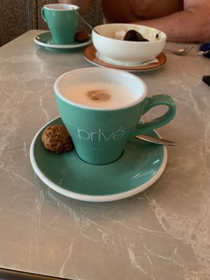 Soy flat white with vegan cookie. Best coffee I’ve had in ages!  at Privé - Wheelock Place in Central Singapore