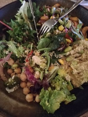 Lots of yummy plant-based salads  at Privé - Wheelock Place in Central Singapore