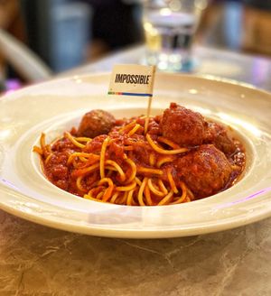 Impossible meatball spaghetti  at Privé - Wheelock Place in Central Singapore
