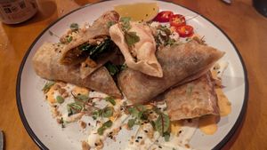 Butter chikn roti rolls $16.00 - delish! at Tyranny of Distance in Windsor