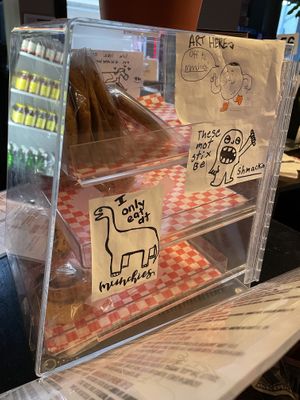 Cute art featuring sweets at Munchies Vegan Diner in Santa Ana