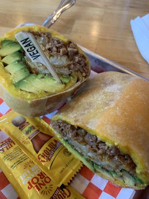 Gluten free breakfast burrito at Munchies Vegan Diner in Santa Ana