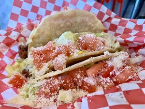 Crunchy Taco Burgers (comes with 3) at Munchies Vegan Diner in Santa Ana
