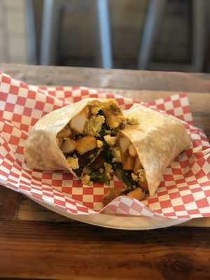 Breakfast burrito. So good at Munchies Vegan Diner in Santa Ana