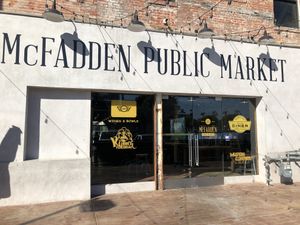 Back entrance and patio area   at Munchies Vegan Diner in Santa Ana