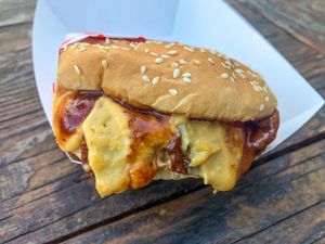 BBQ Western Burger at Munchies Vegan Diner in Santa Ana