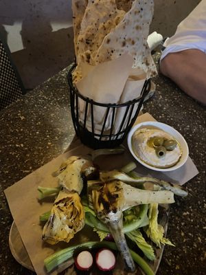 Grilled artichoke with celery and hummus (amazing!)  at Seasons 52 in Fort Lauderdale