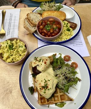 Vegan big breakfast and waffles at Miss Sina - Surry Hills in Surry Hills