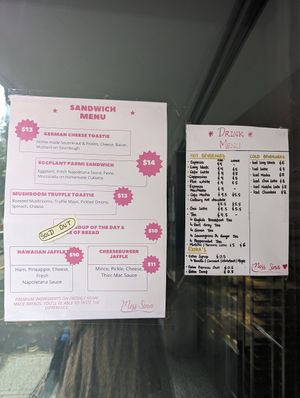 Savory and drinks menu at Miss Sina - Surry Hills in Surry Hills