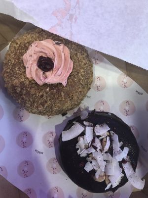 Cherry crumble donut and peanut butter wagon wheel  at Miss Sina - Surry Hills in Surry Hills