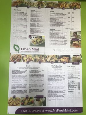 Menu at Fresh Mint in Scottsdale