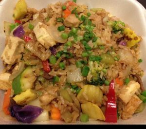 Vegetable Fried Rice w/ veggie beef + veggie chicken at Fresh Mint in Scottsdale