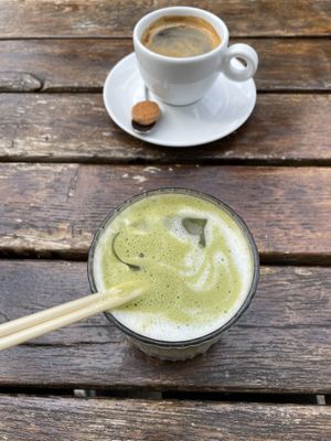 Iced matcha and americano   at Mr. Morris in Tilburg
