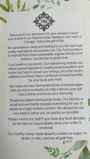   at Cafe Vida in Canggu