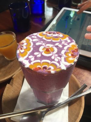 This was such a tasty smoothie. So pretty too. The juice shots were great too!  at Cafe Vida in Canggu