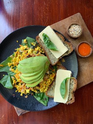 tofu scramble with gf bread (on request) at Cafe Vida in Canggu
