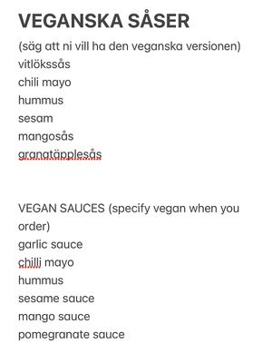 Vegan sauces  at Mr Falafel in Malmo